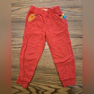 Little Bird Rainbow Sun Red Joggers / Pants - Size 4-5  Gender Neutral
